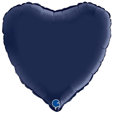 Satin Blue Navy Heart Foil Balloon (18")