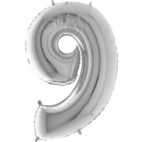 Grabo Silver Number 9 Foil Balloon (40")