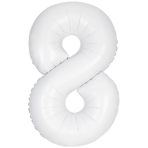 Unique Matte White Number 8 Foil Balloon (34")