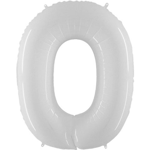 Grabo Shiny White Number 0 Fluo Balloon (40")