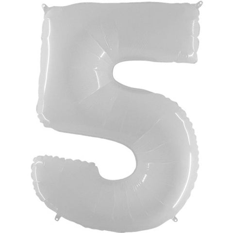 Grabo Shiny White Number 5 Fluo Balloon (40")