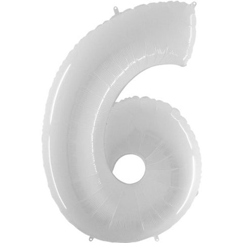 Grabo Shiny White Number 6 Fluo Balloon (40")