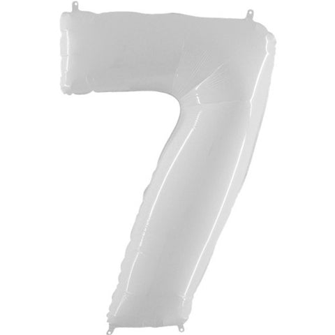 Grabo Shiny White Number 7 Fluo Balloon (40")