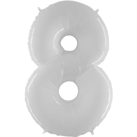 Grabo Shiny White Number 8 Fluo Balloon (40")