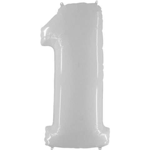 Grabo Shiny White Number 1 Fluo Balloon (40")