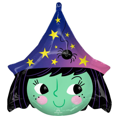 Witch Head and Hat Foil Balloon (19")